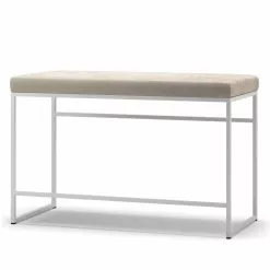 Department Bank, Weiß / Beige Samt