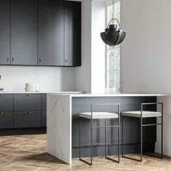 Department Barhocker Mit Rückenlehne 80 Cm, Schwarz / Beige Samt -Cozy Living department barhocker niedrig hoch ruckenlehne 117