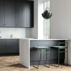 Department Barhocker Mit Rückenlehne 80 Cm, Schwarz / Grün Samt -Cozy Living department barhocker niedrig hoch ruckenlehne 138