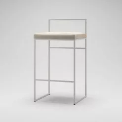 Department Barhocker Mit Rückenlehne 80 Cm, Weiß / Beige Samt -Cozy Living department barhocker niedrig hoch ruckenlehne 143