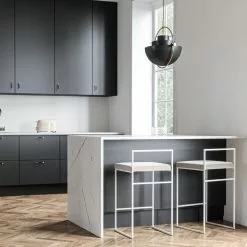 Department Barhocker Mit Rückenlehne 80 Cm, Weiß / Beige Samt -Cozy Living department barhocker niedrig hoch ruckenlehne 145