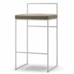 Department Barhocker Mit Rückenlehne 80 Cm, Weiß / Taupe Samt