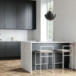 Department Barhocker Mit Rückenlehne 80 Cm, Weiß / Taupe Samt -Cozy Living department barhocker niedrig hoch ruckenlehne 152