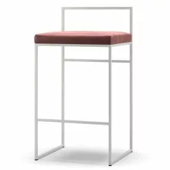 Department Barhocker Mit Rückenlehne 80 Cm, Weiß / Rost Samt