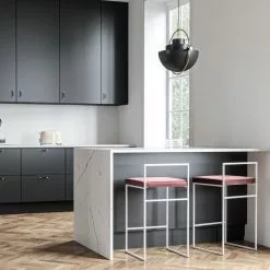 Department Barhocker Mit Rückenlehne 80 Cm, Weiß / Rost Samt -Cozy Living department barhocker niedrig hoch ruckenlehne 159