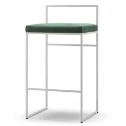 Department Barhocker Mit Rückenlehne 80 Cm, Weiß / Grün Samt