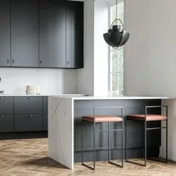 Department Barhocker Mit Rückenlehne 80 Cm, Schwarz / Braun Leder -Cozy Living department barhocker niedrig hoch ruckenlehne 86