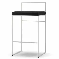 Department Barhocker Mit Rückenlehne 80 Cm, Weiß / Schwarz Samt