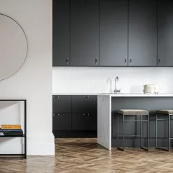 Department Barhocker Ohne Rückenlehne 67 Cm, Schwarz / Taupe Samt -Cozy Living department barhocker niedrig ohne ruckenlehne 121