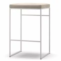 Department Barhocker Ohne Rückenlehne 67 Cm, Weiß / Beige Samt