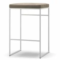 Department Barhocker Ohne Rückenlehne 67 Cm, Weiß / Taupe Samt