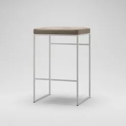 Department Barhocker Ohne Rückenlehne 67 Cm, Weiß / Taupe Samt -Cozy Living department barhocker niedrig ohne ruckenlehne 147