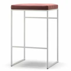 Department Barhocker Ohne Rückenlehne 67 Cm, Weiß / Rost Samt