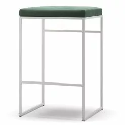 Department Barhocker Ohne Rückenlehne 67 Cm, Weiß / Grün Samt