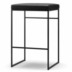 Department Barhocker Ohne Rückenlehne 67 Cm, Schwarz / Schwarz Leder