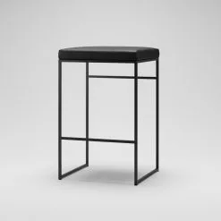 Department Barhocker Ohne Rückenlehne 67 Cm, Schwarz / Schwarz Leder -Cozy Living department barhocker niedrig ohne ruckenlehne 76