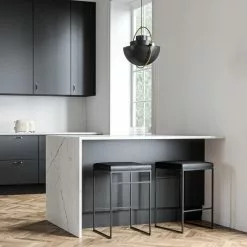 Department Barhocker Ohne Rückenlehne 67 Cm, Schwarz / Schwarz Leder -Cozy Living department barhocker niedrig ohne ruckenlehne 78