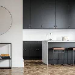 Department Barhocker Ohne Rückenlehne 67 Cm, Schwarz / Braun Leder -Cozy Living department barhocker niedrig ohne ruckenlehne 85