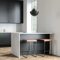 Department Barhocker Ohne Rückenlehne 67 Cm, Schwarz / Braun Leder -Cozy Living department barhocker niedrig ohne ruckenlehne 86