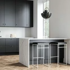 Department Barhocker Ohne Rückenlehne 77 Cm, Weiß / Schwarz Leder -Cozy Living department barhocker ohne ruckenlehne schwarz 101