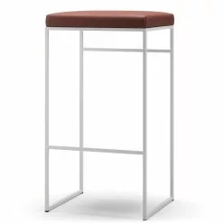 Department Barhocker Ohne Rückenlehne 77 Cm, Weiß / Braun Leder