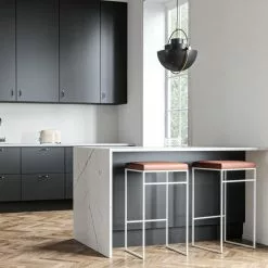 Department Barhocker Ohne Rückenlehne 77 Cm, Weiß / Braun Leder -Cozy Living department barhocker ohne ruckenlehne schwarz 109