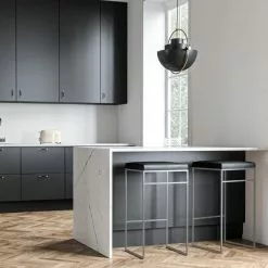 Department Barhocker Ohne Rückenlehne 77 Cm, Grau / Schwarz Leder -Cozy Living department barhocker ohne ruckenlehne schwarz 124