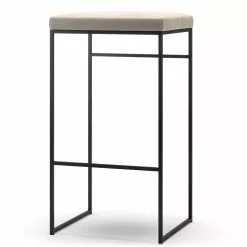 Department Barhocker Ohne Rückenlehne 77 Cm, Schwarz / Beige Samt