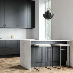 Department Barhocker Ohne Rückenlehne 77 Cm, Schwarz / Beige Samt -Cozy Living department barhocker ohne ruckenlehne schwarz 140