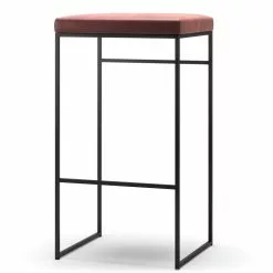 Department Barhocker Ohne Rückenlehne 77 Cm, Schwarz / Rost Samt