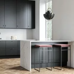 Department Barhocker Ohne Rückenlehne 77 Cm, Schwarz / Rost Samt -Cozy Living department barhocker ohne ruckenlehne schwarz 154