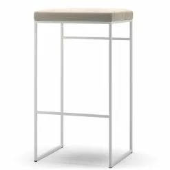 Department Barhocker Ohne Rückenlehne 77 Cm, Weiß / Beige Samt
