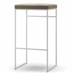 Department Barhocker Ohne Rückenlehne 77 Cm, Weiß / Taupe Samt