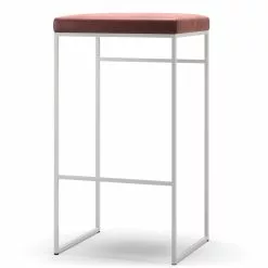 Department Barhocker Ohne Rückenlehne 77 Cm, Weiß / Rost Samt