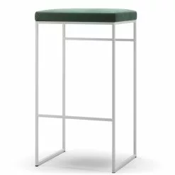 Department Barhocker Ohne Rückenlehne 77 Cm, Weiß / Grün Samt