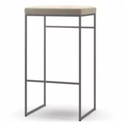 Department Barhocker Ohne Rückenlehne 77 Cm, Grau / Beige Samt