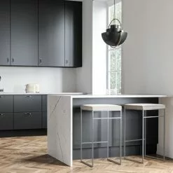 Department Barhocker Ohne Rückenlehne 77 Cm, Grau / Beige Samt -Cozy Living department barhocker ohne ruckenlehne schwarz 196