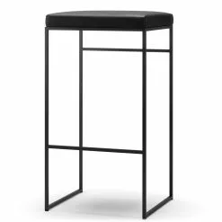 Department Barhocker Ohne Rückenlehne 77 Cm, Schwarz / Schwarz Leder