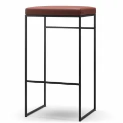 Department Barhocker Ohne Rückenlehne 77 Cm, Schwarz / Braun Leder