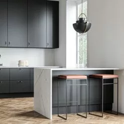 Department Barhocker Ohne Rückenlehne 77 Cm, Schwarz / Braun Leder -Cozy Living department barhocker ohne ruckenlehne schwarz 86