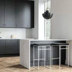 Department Barhocker Ohne Rückenlehne 77 Cm, Weiß / Schwarz Samt -Cozy Living department barhocker ohne ruckenlehne schwarz 94