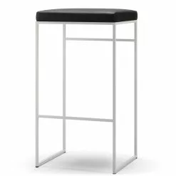 Department Barhocker Ohne Rückenlehne 77 Cm, Weiß / Schwarz Leder