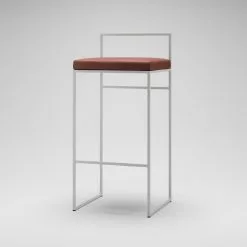 Department Barhocker Mit Rückenlehne 90 Cm, Weiß / In Farbe Von Braunem Leder -Cozy Living department barstuhl mit hoher ruckenlehne schwarz 107