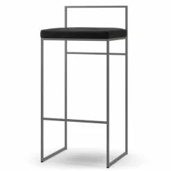 Department Barhocker Mit Rückenlehne 90 Cm, Grau / Schwarz Samt