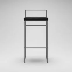 Department Barhocker Mit Rückenlehne 90 Cm, Grau / Schwarz Samt -Cozy Living department barstuhl mit hoher ruckenlehne schwarz 115