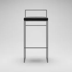 Department Barhocker Mit Rückenlehne 90 Cm, Grau / Schwarz Leder -Cozy Living department barstuhl mit hoher ruckenlehne schwarz 122