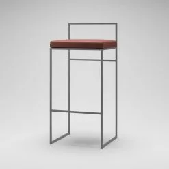 Department Barhocker Mit Rückenlehne 90 Cm, Grau / Braun Leder -Cozy Living department barstuhl mit hoher ruckenlehne schwarz 130