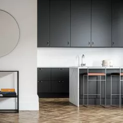 Department Barhocker Mit Rückenlehne 90 Cm, Grau / Braun Leder -Cozy Living department barstuhl mit hoher ruckenlehne schwarz 131