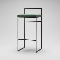 Department Barhocker Mit Rückenlehne 90 Cm, Schwarz / Grün Samt -Cozy Living department barstuhl mit hoher ruckenlehne schwarz 159