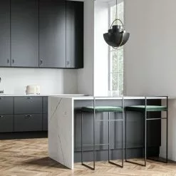 Department Barhocker Mit Rückenlehne 90 Cm, Schwarz / Grün Samt -Cozy Living department barstuhl mit hoher ruckenlehne schwarz 161